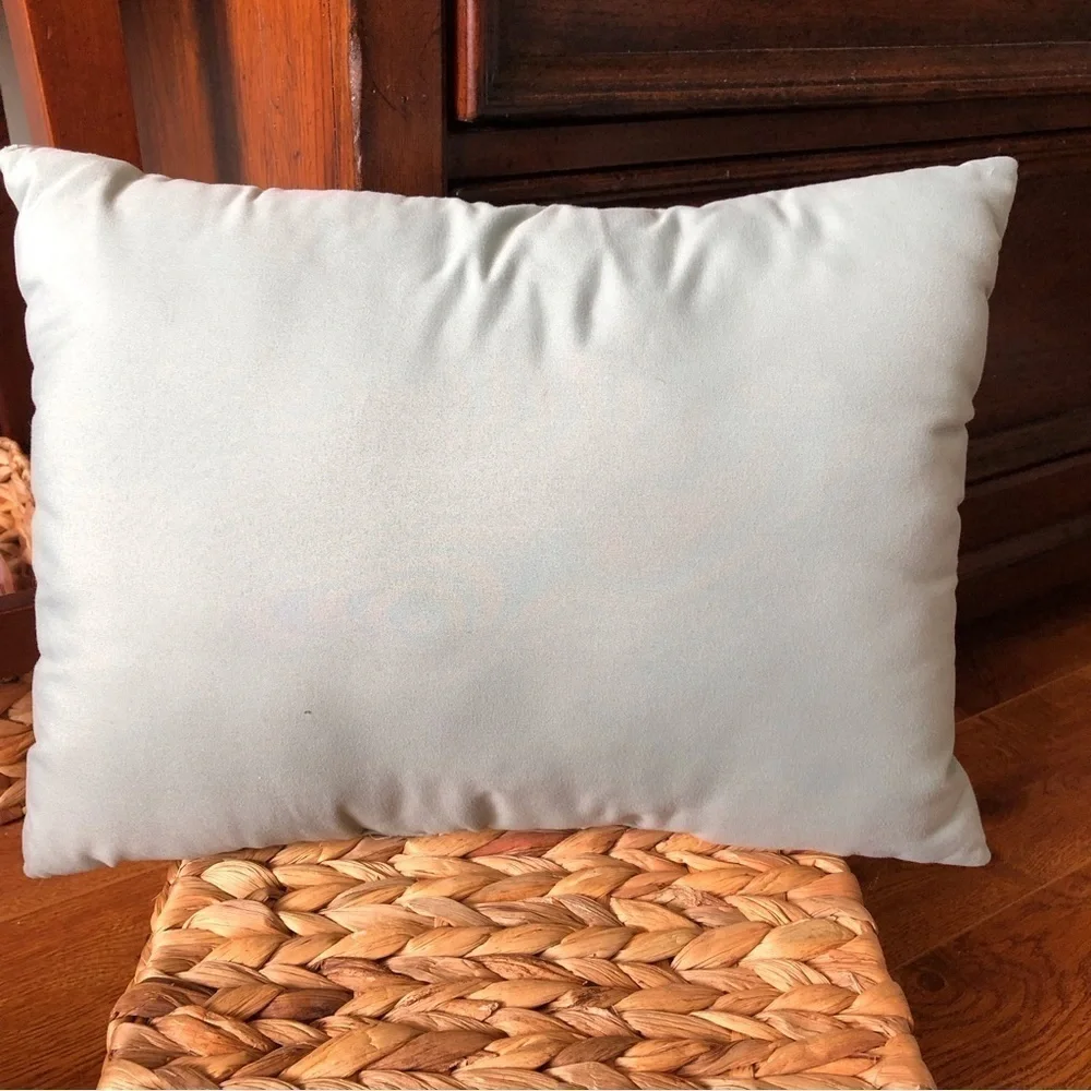 Teal leaf embroidered lumbar pillow